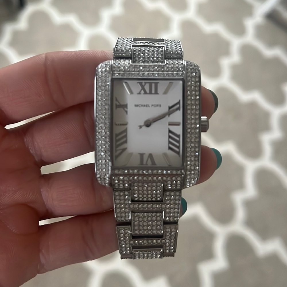 Michael Kors Silver Over-Sized Emery Pavé Watch